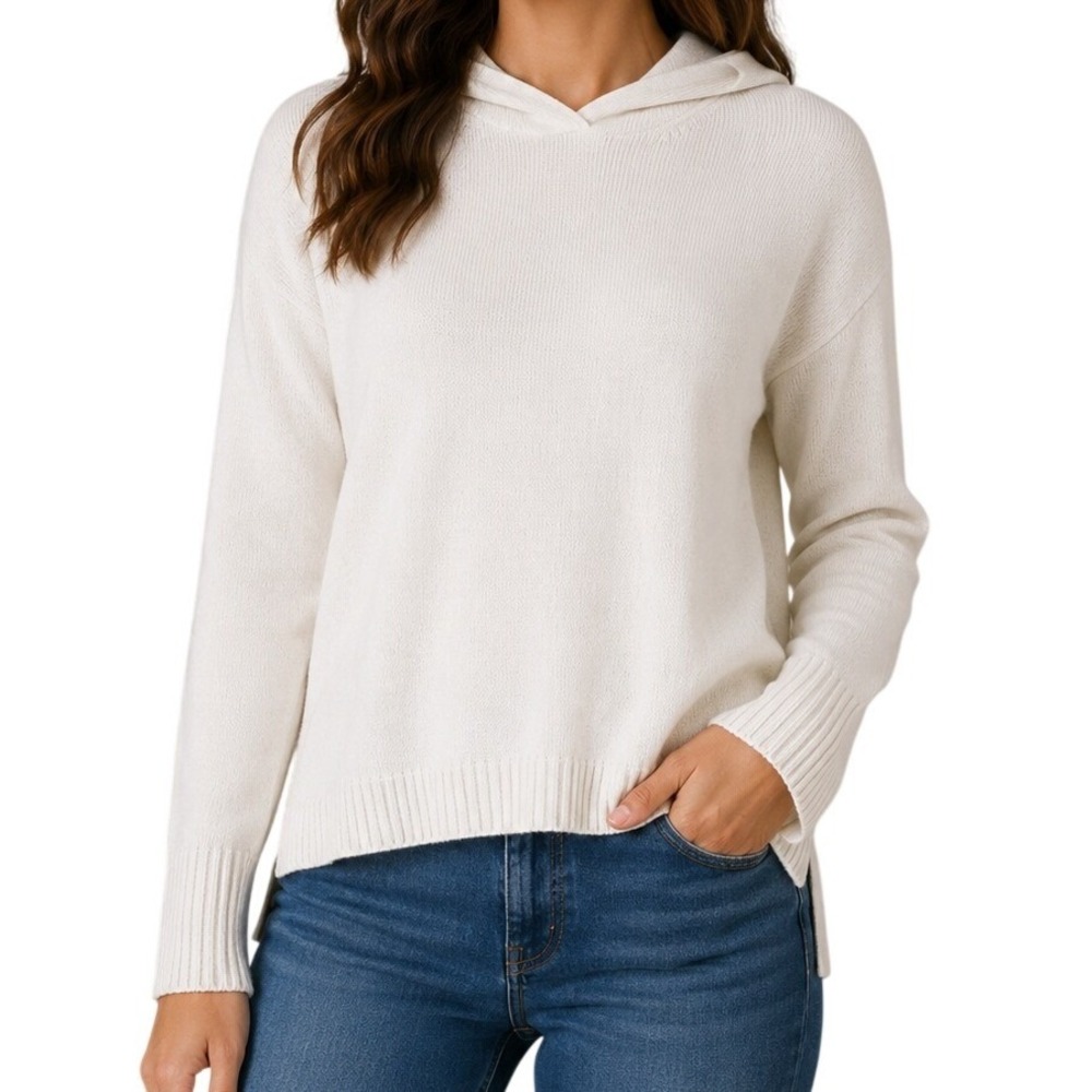 Eileen Fisher White Cream Hooded Sweater Women's XS